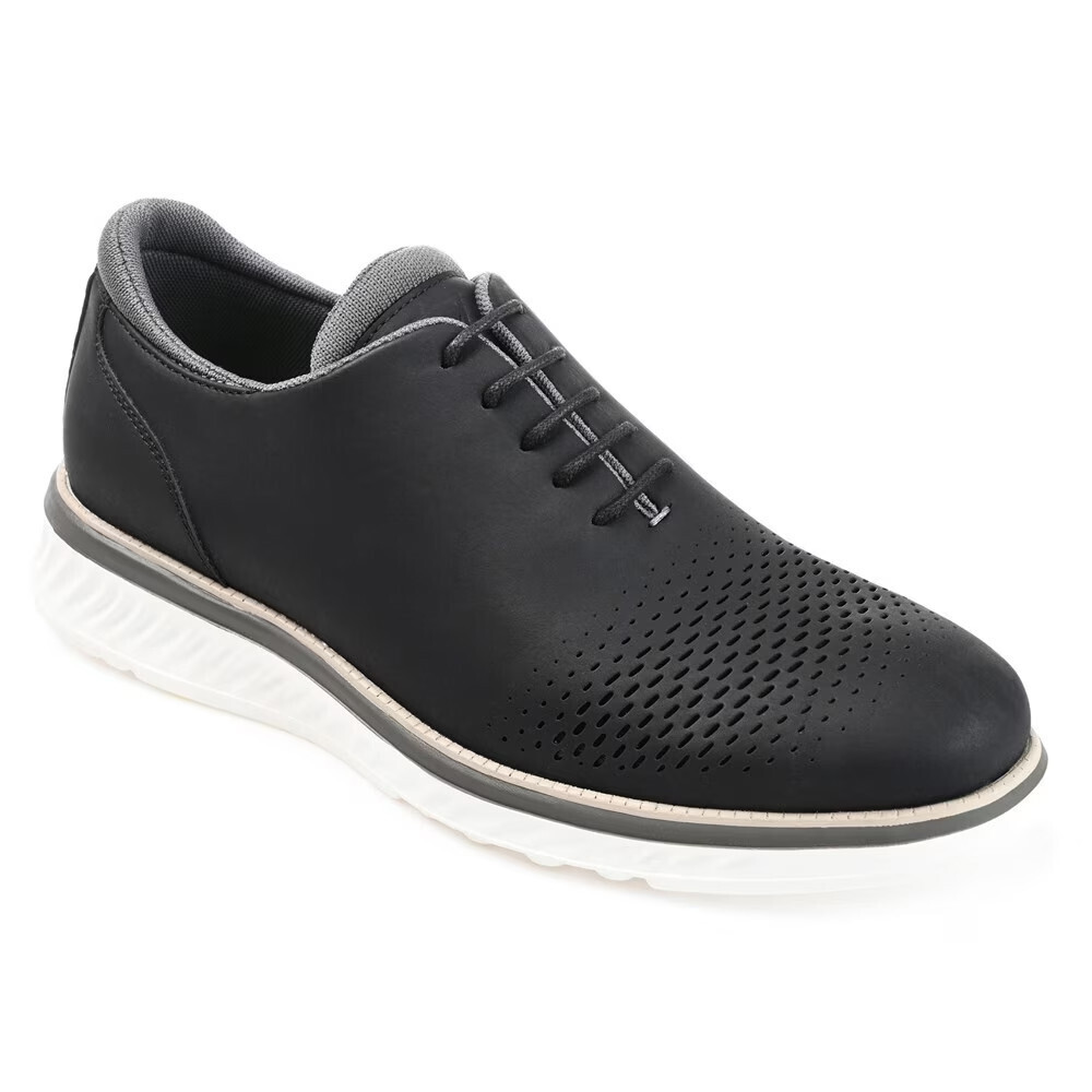 Vance Co. Demar Oxford Mens 9.5 Black Faux Leather Perforted Dress Shoes GAL1642